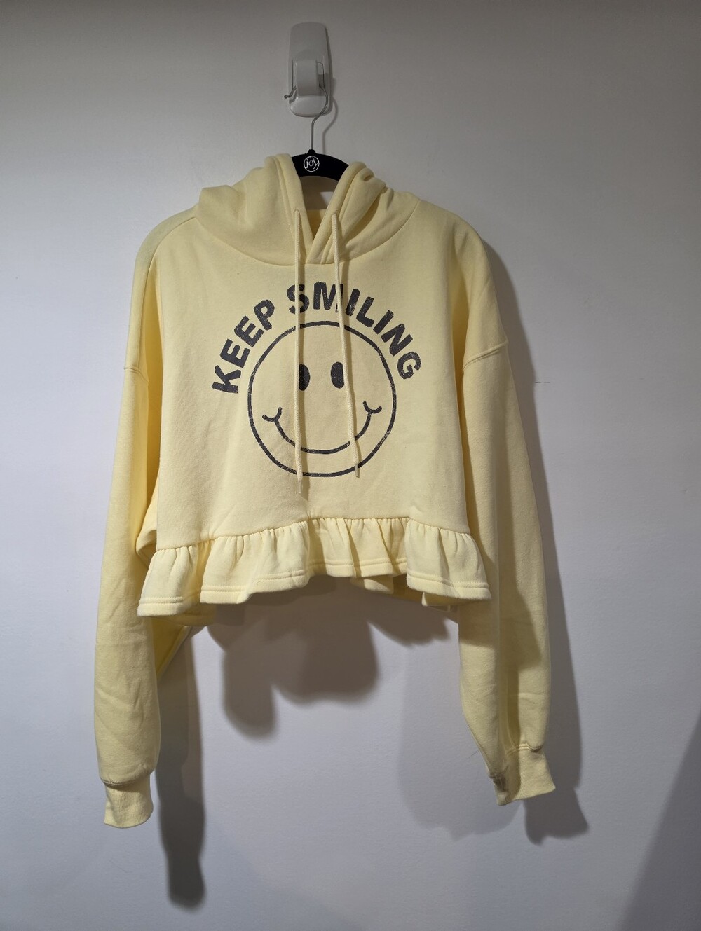 Keep Smiling Yellow Ruffle Hoodie